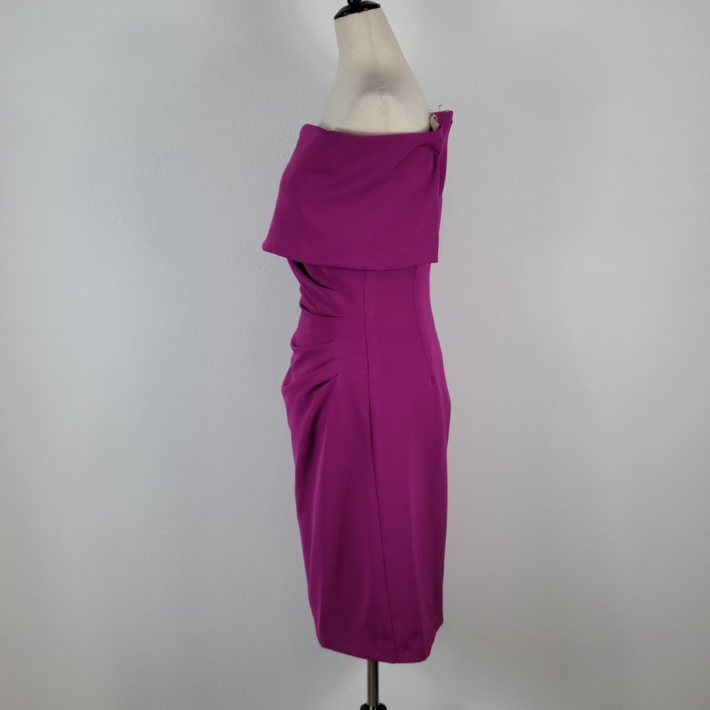 MARINA Off-The-Shoulder midi Dress Magenta Sz S - Picture 2 of 7